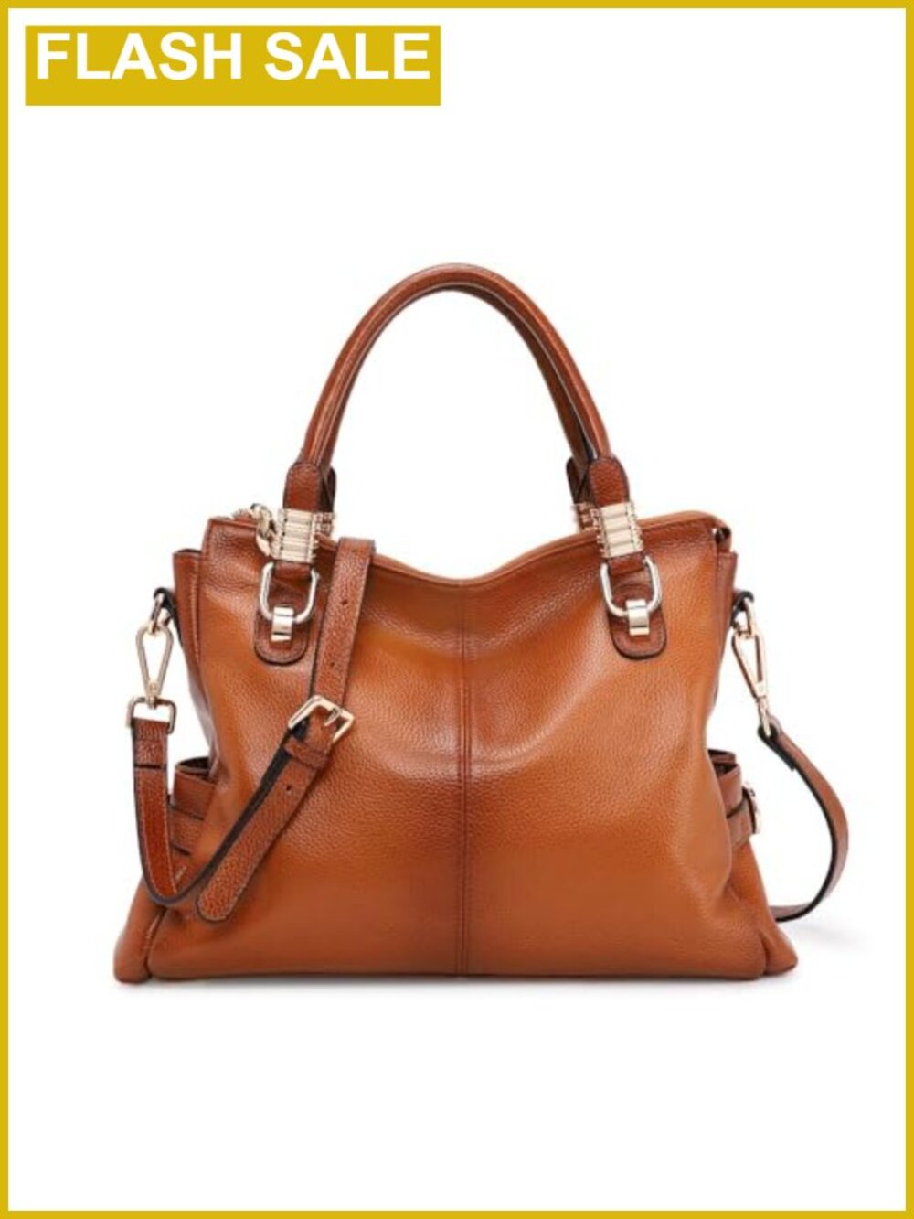 Genuine Leather Satchel Tote Crossbody Handbag with Detachable Strap